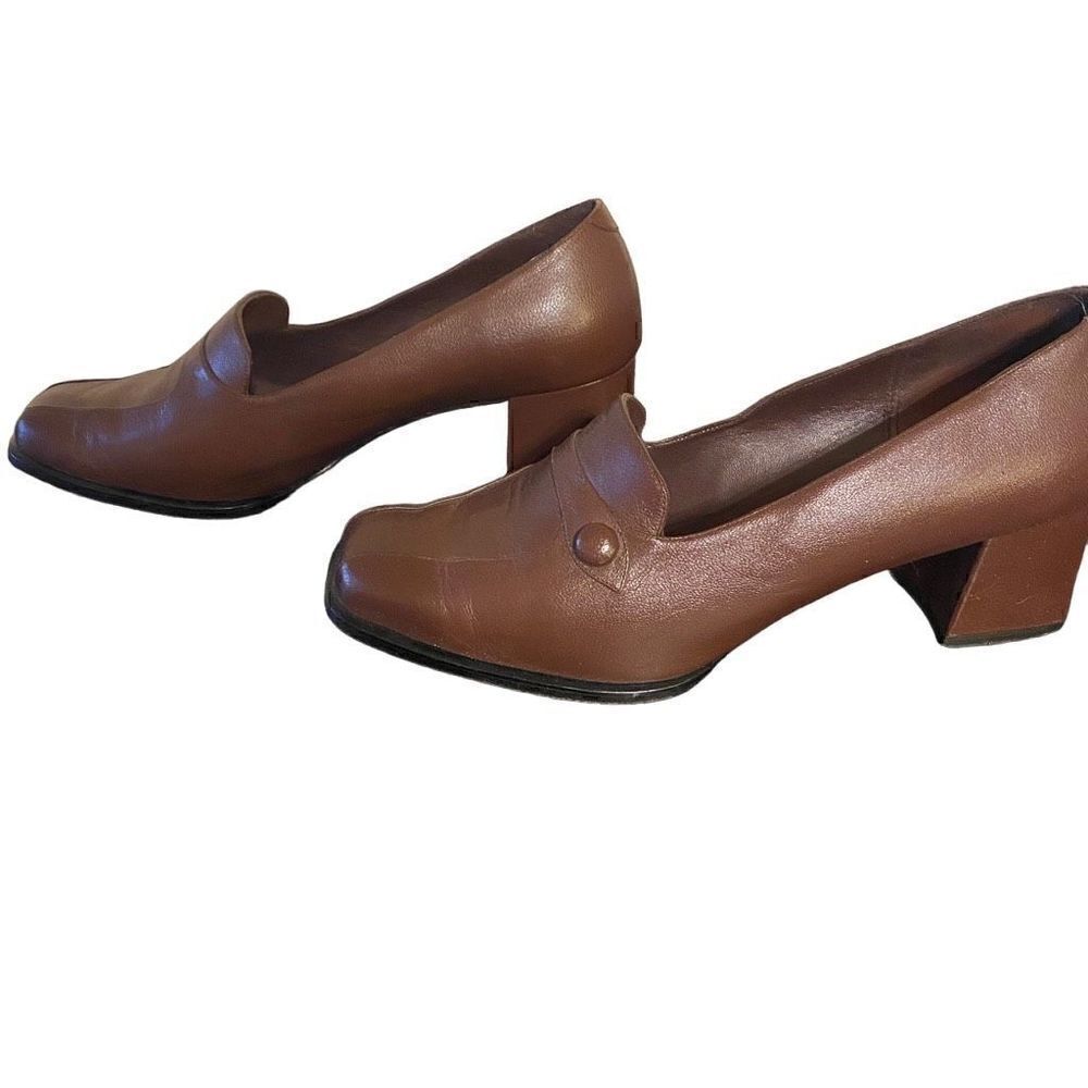 Zafevi brown leather witch shoes heeled size 8